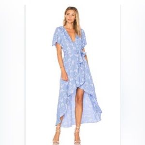 Devlin high low purple floral wrap dress XS